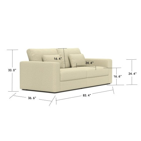 83 Modern Sofa Couches For Living Room 3 Seater Sofa With Detachable Cover Double Cushioning,Natural
