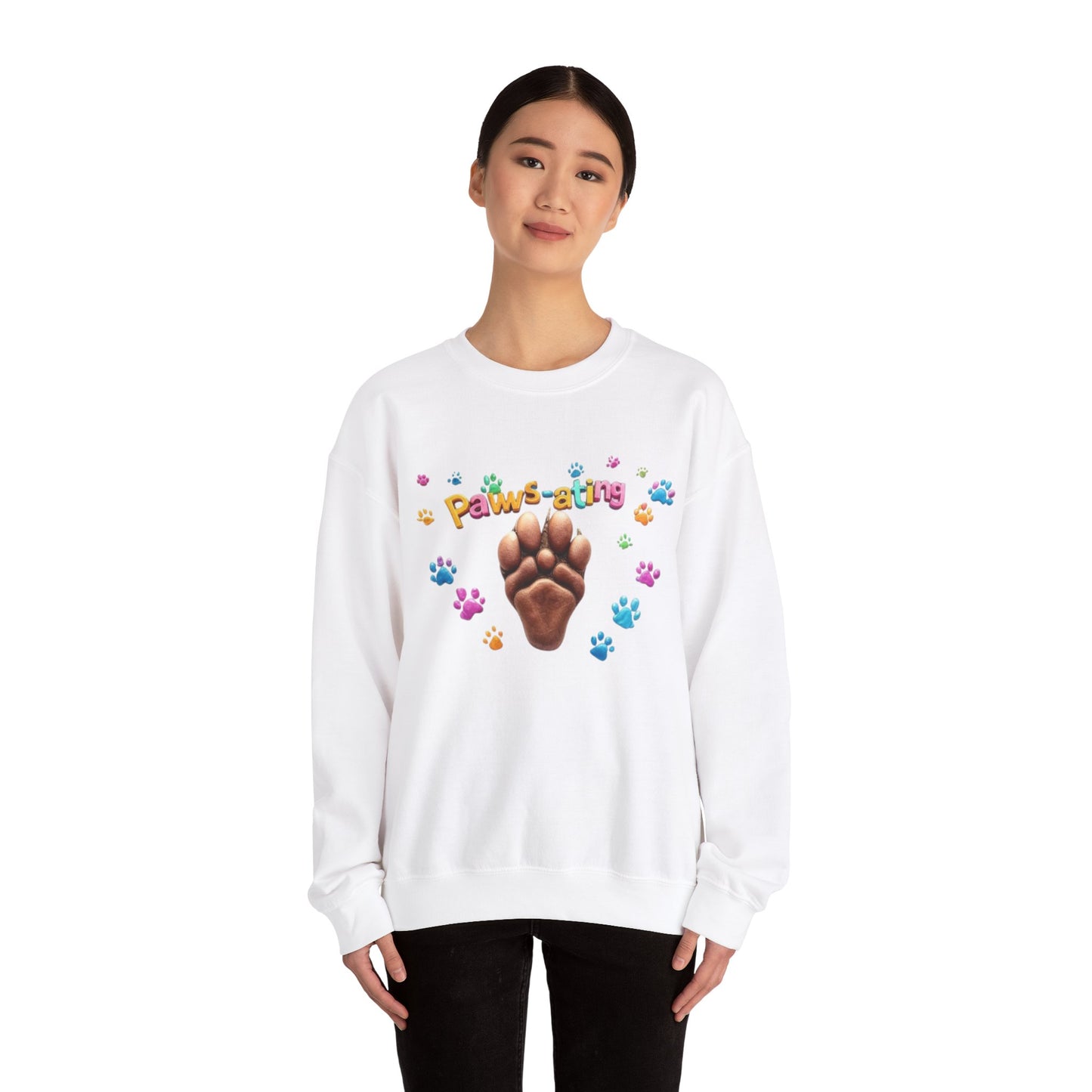 Paws-ating Cozy Crewneck Sweatshirt - Cute Pet Lover Apparel, Animal Print Sweater, Unisex Gift for Dog Lovers, Comfy Outfit, Perfect for