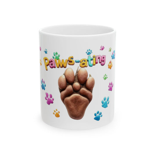 Paws-ating Ceramic Mug | Cute Dog Lover Gift, Pet Owner Coffee Cup, Animal Paw Print Mug, Fun Birthday Present, Unique Home Decor