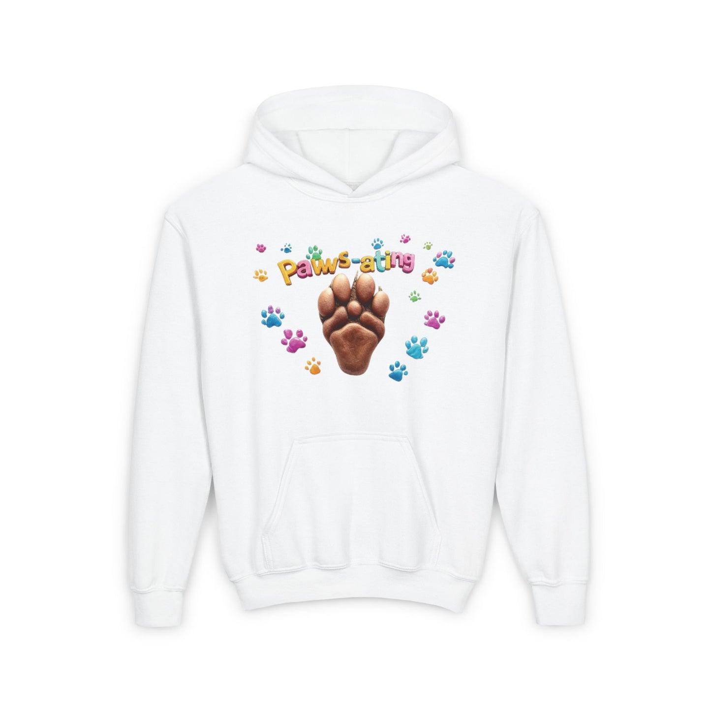 Paws-ating Cute Youth Sweatshirt, Pet Lover Gift, Animal Themed Hoodie, Kids Paw Print Sweatshirt, Birthday Gift for Animal Lovers, Cozy