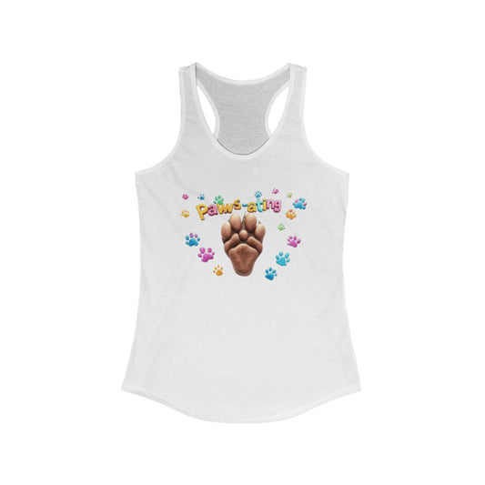Paws-ating Racerback Tank, Cute Pet Lover Shirt, Animal Lover Gift, Summer Workout Top, Fun Dog Mom Tee