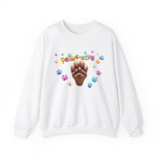 Paws-ating Cozy Crewneck Sweatshirt - Cute Pet Lover Apparel, Animal Print Sweater, Unisex Gift for Dog Lovers, Comfy Outfit, Perfect for