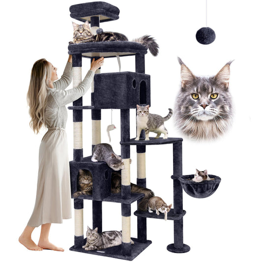Giant Indoor Adult Cat Tree And Tower With 9 Scratching Posts For Heavy Cats
