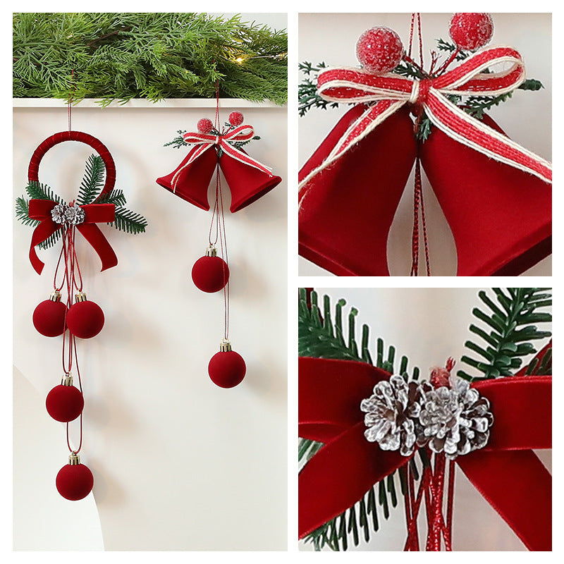 Jingling Bell Decorative Pendant Window Flocking Ornaments