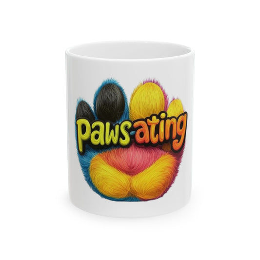 Pawsating Ceramic Mug, Colorful Pet Lover Gift, Cute Coffee Cup, Birthday Present, Animal Themed Drinkware, Cat Dog Enthusiast