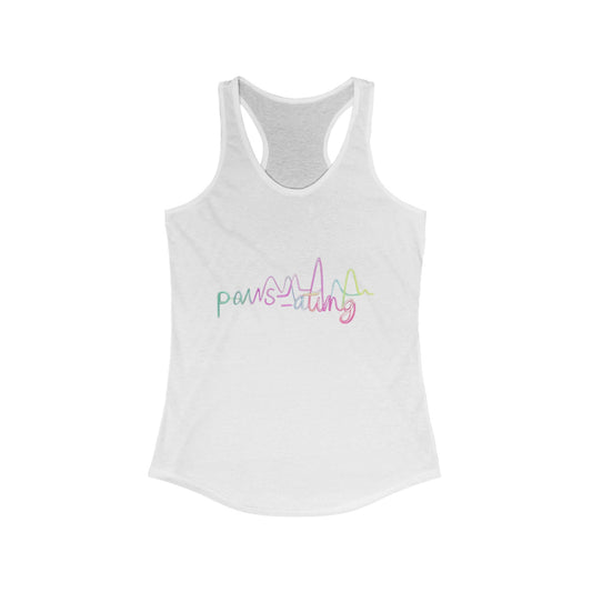 Paws-ating Racerback Tank, Women's Fitness Top, Cute Workout Shirt, Pet Lover Apparel, Summer Activewear, Gift for Dog Moms