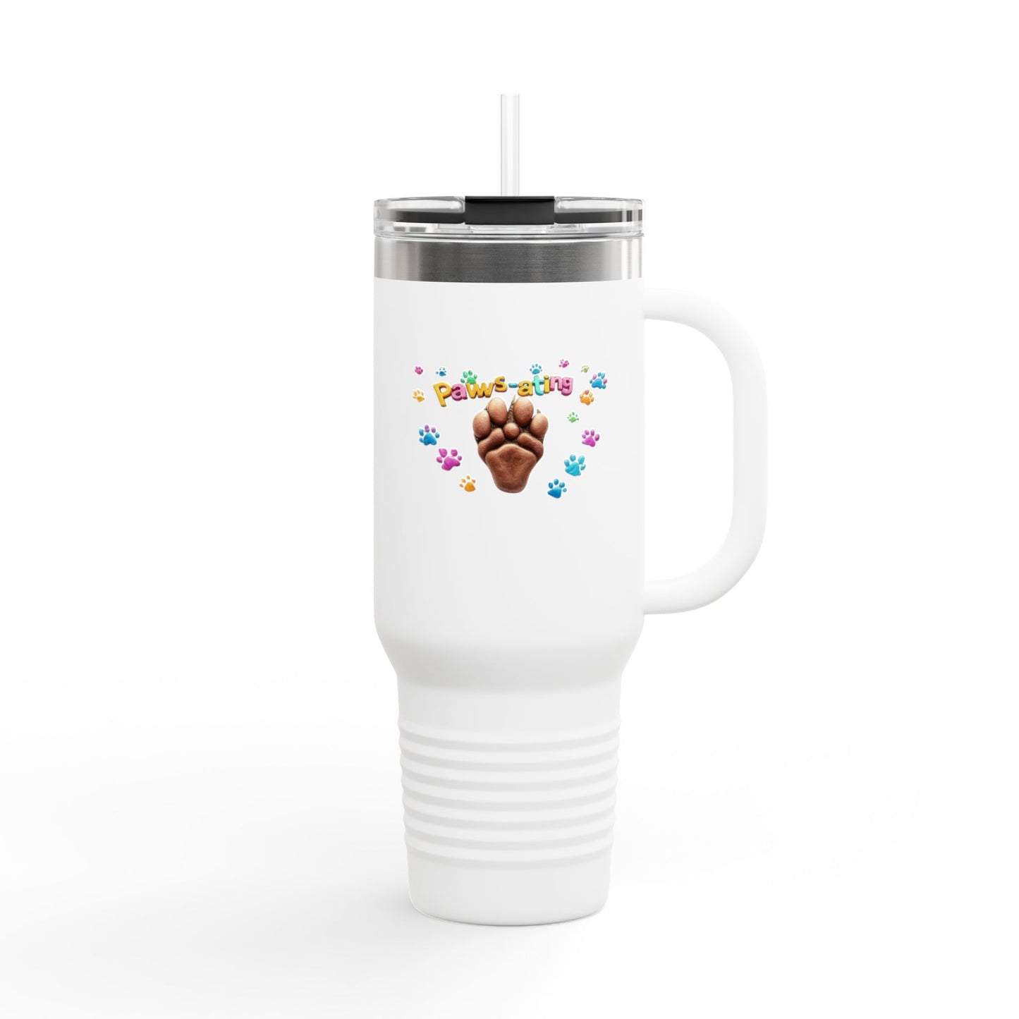 Cute Insulated Travel Mug, Paw Print Design, Perfect for Dog Lovers, 40oz Drinks, Coffee, Gifts for Pet Owners, Pet-Themed Travel Cup