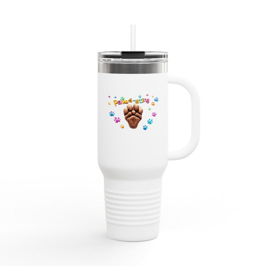 Cute Insulated Travel Mug, Paw Print Design, Perfect for Dog Lovers, 40oz Drinks, Coffee, Gifts for Pet Owners, Pet-Themed Travel Cup