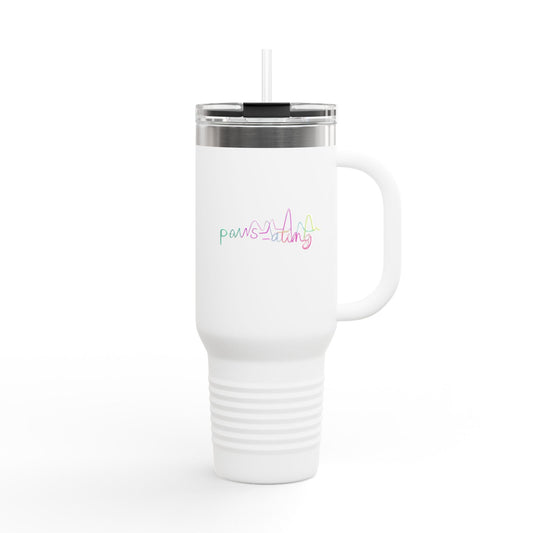 Pet lovers Insulated Travel Mug, Perfect for Pet Lovers, 40oz Eco-Friendly Coffee Cup, Travel Tumbler for Outdoor Adventures, Paws What?