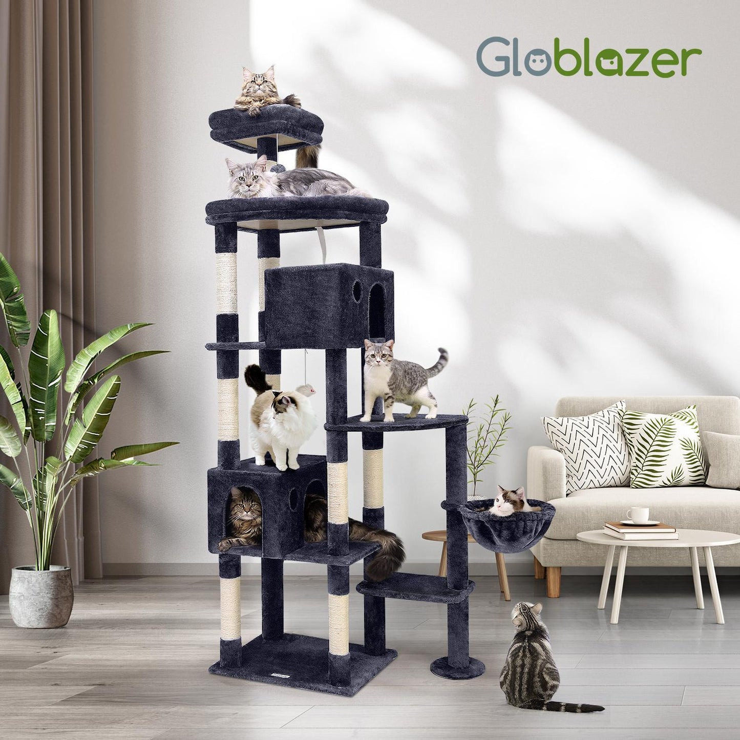 Giant Indoor Adult Cat Tree And Tower With 9 Scratching Posts For Heavy Cats
