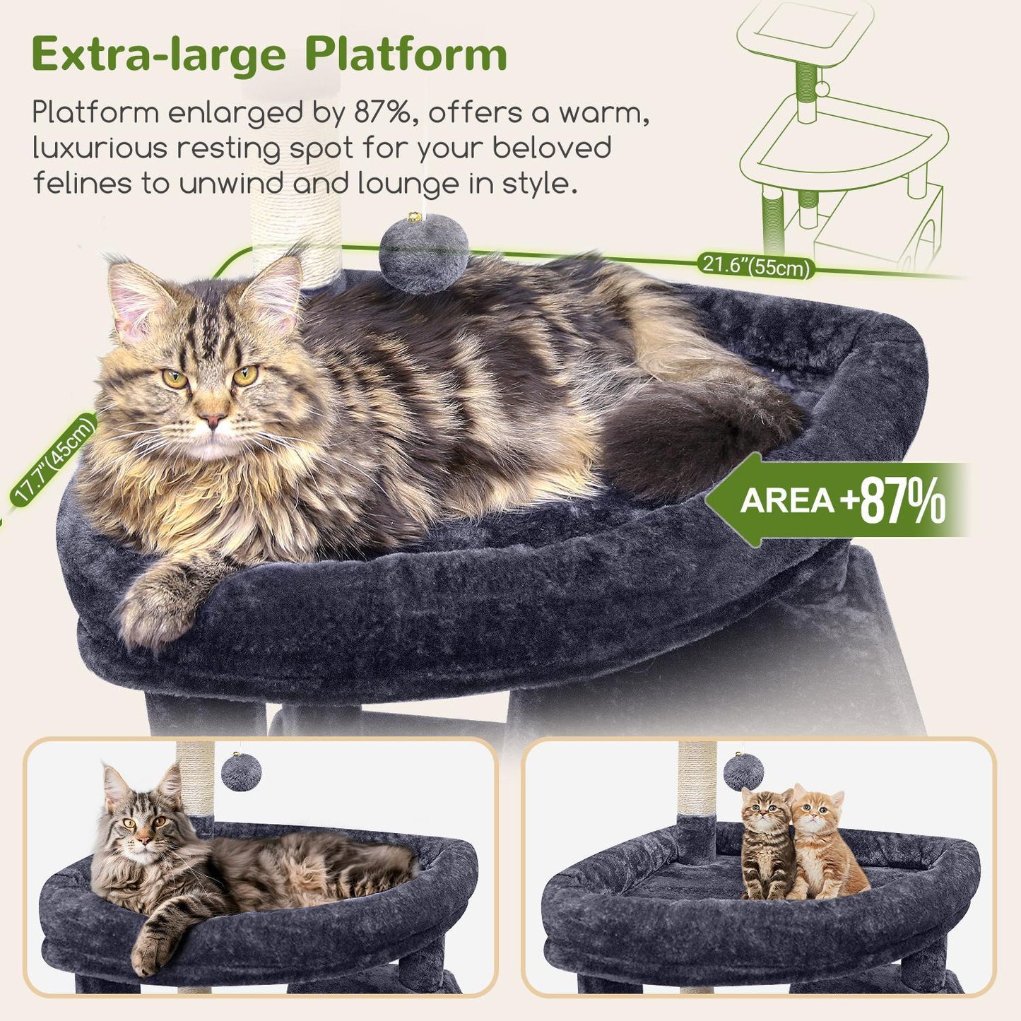 Giant Indoor Adult Cat Tree And Tower With 9 Scratching Posts For Heavy Cats